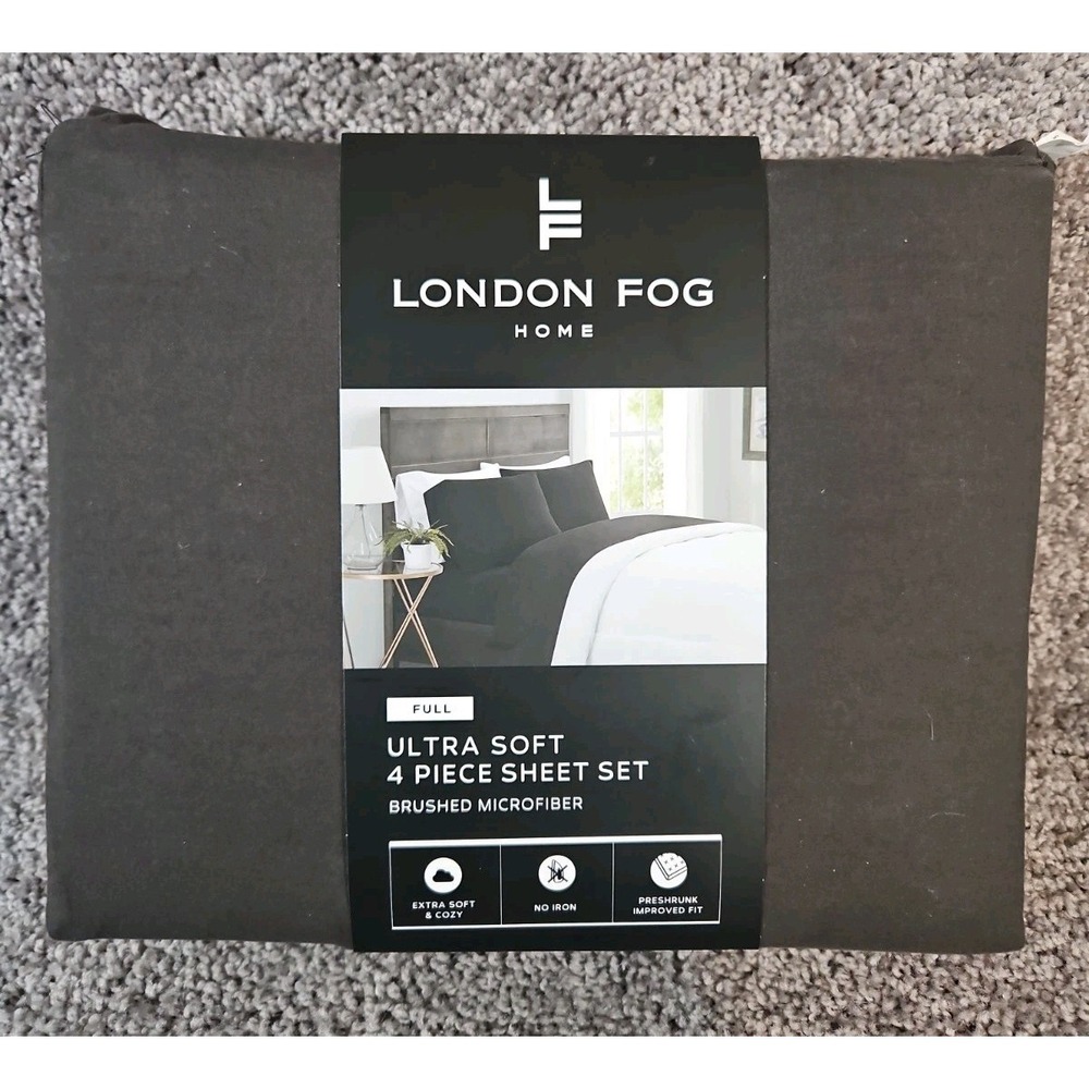 London Fog Home Black Ultra Soft 4 Pc Sheet Set Full Size NWT